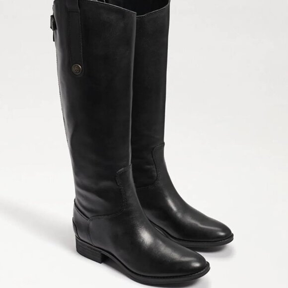 Sam Edelman Penny2 Wide Calf Leather Riding Boot Black 5M WC NEW - Picture 1 of 9